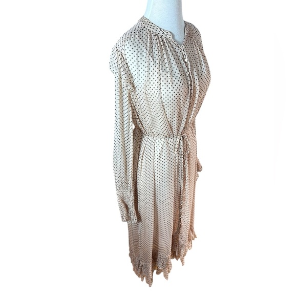 All Saints Lara Polka Dot High Low Long Sleeve Midi Dress With Slip - Picture 13 of 16